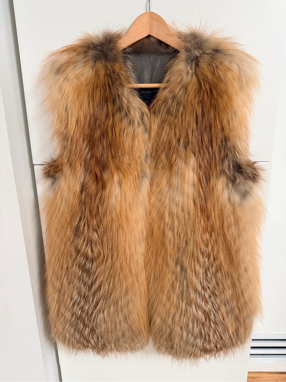Pure Navy 100% Fox Fur Vest Brown Tan Cream Medium